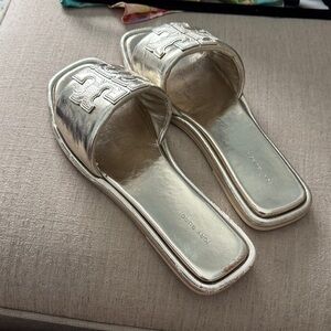 Tory Burch Metallic Gold Slide Sandals